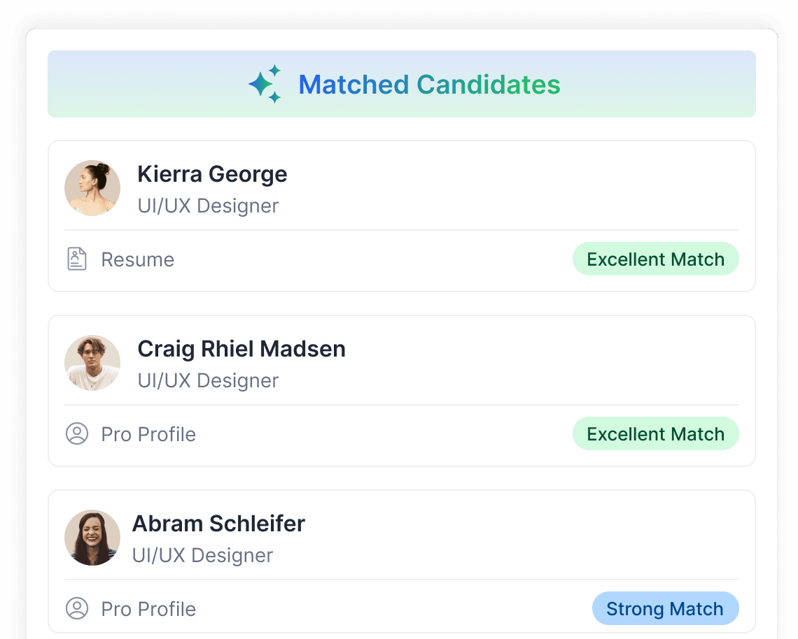 AI recommended talent preview