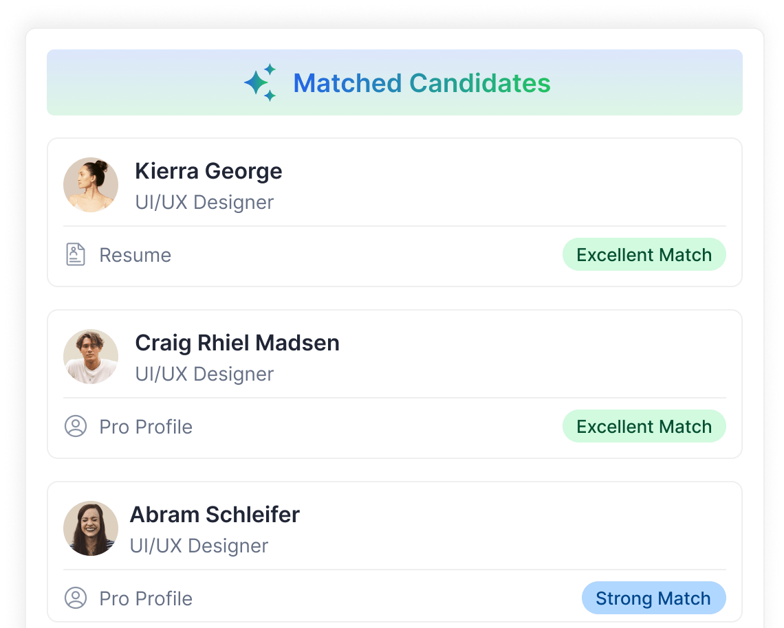 AI recommended talent preview