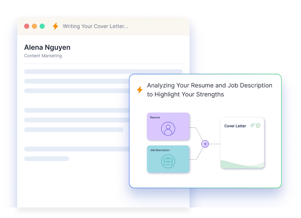 AI cover letter generator combining a resume and a job description